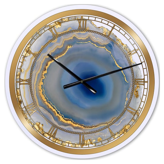 Designart Golden Water Agate Oversized Wall Clock